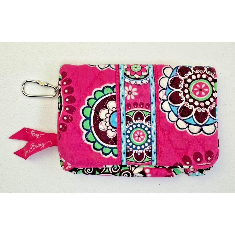 Vera Bradley Cupcakes Pink Compact Wallet‎ Lightweight Kiss Lock Coin Key Clip - Picture 11 of 11